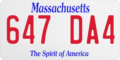 MA license plate 647DA4