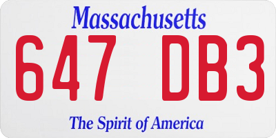 MA license plate 647DB3
