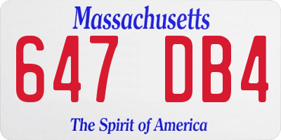 MA license plate 647DB4