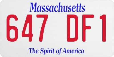 MA license plate 647DF1