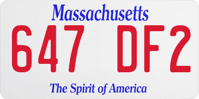MA license plate 647DF2