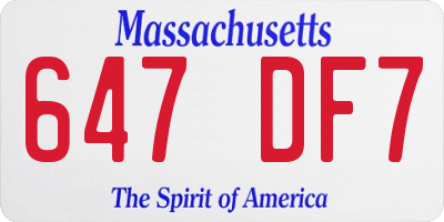 MA license plate 647DF7