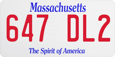 MA license plate 647DL2