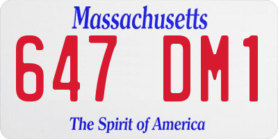 MA license plate 647DM1