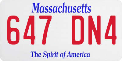 MA license plate 647DN4
