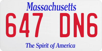 MA license plate 647DN6