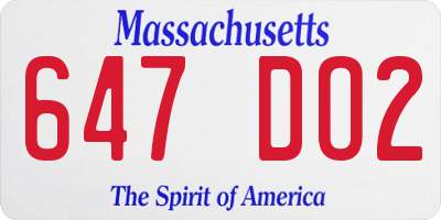 MA license plate 647DO2