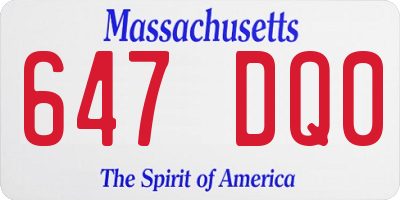 MA license plate 647DQ0