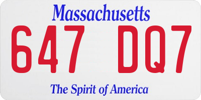 MA license plate 647DQ7