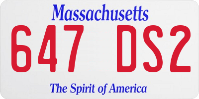 MA license plate 647DS2