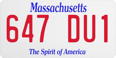 MA license plate 647DU1