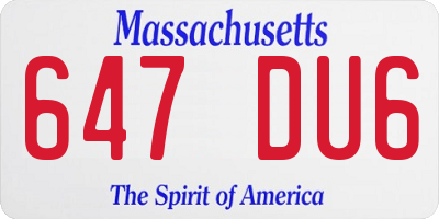 MA license plate 647DU6