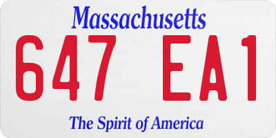 MA license plate 647EA1