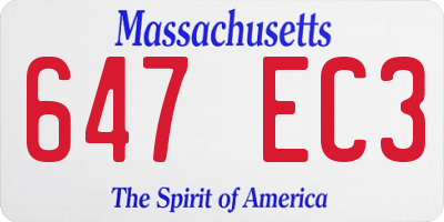 MA license plate 647EC3