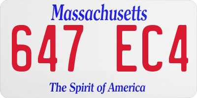 MA license plate 647EC4