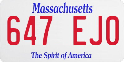 MA license plate 647EJ0
