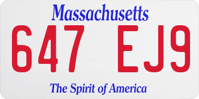 MA license plate 647EJ9