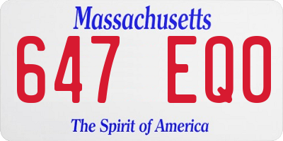 MA license plate 647EQ0