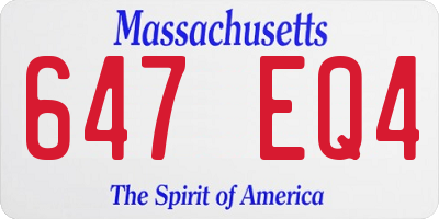 MA license plate 647EQ4
