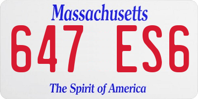 MA license plate 647ES6