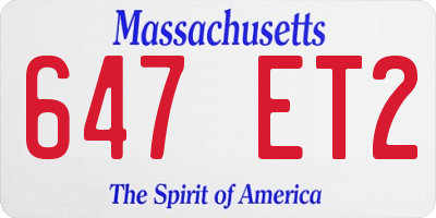 MA license plate 647ET2