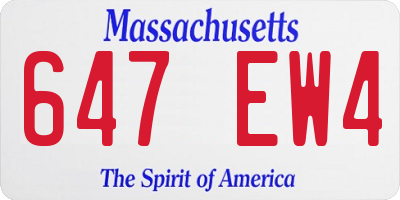 MA license plate 647EW4