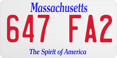 MA license plate 647FA2