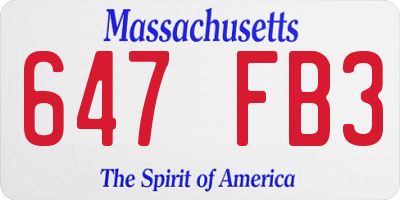 MA license plate 647FB3