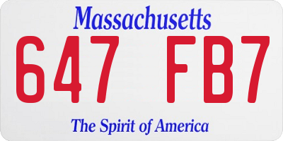MA license plate 647FB7