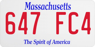 MA license plate 647FC4