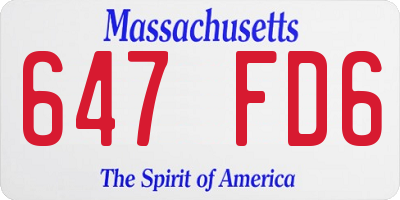 MA license plate 647FD6