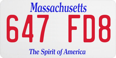 MA license plate 647FD8