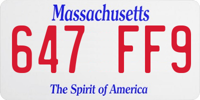 MA license plate 647FF9