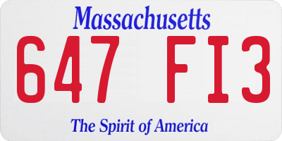 MA license plate 647FI3