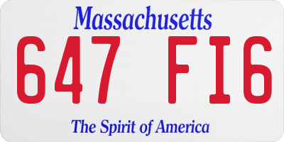 MA license plate 647FI6