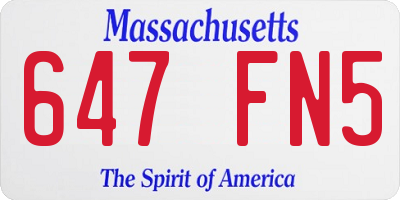 MA license plate 647FN5