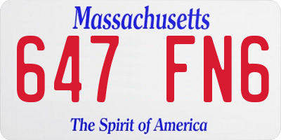 MA license plate 647FN6