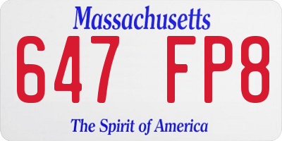 MA license plate 647FP8