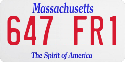 MA license plate 647FR1