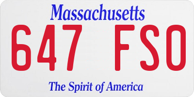 MA license plate 647FS0