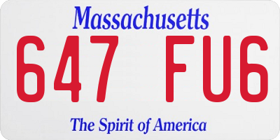 MA license plate 647FU6