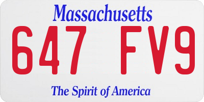 MA license plate 647FV9