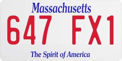 MA license plate 647FX1
