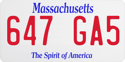 MA license plate 647GA5