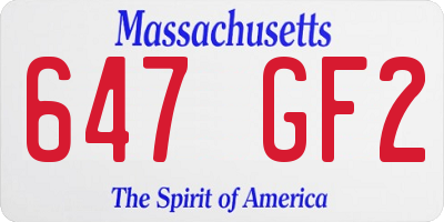 MA license plate 647GF2