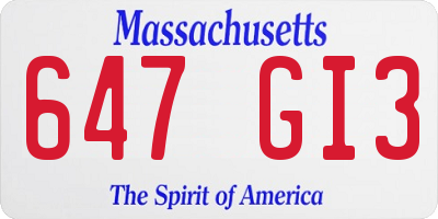 MA license plate 647GI3