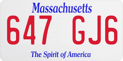 MA license plate 647GJ6