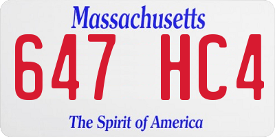 MA license plate 647HC4