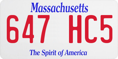 MA license plate 647HC5