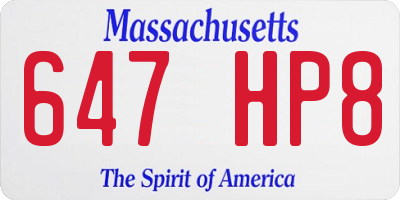 MA license plate 647HP8
